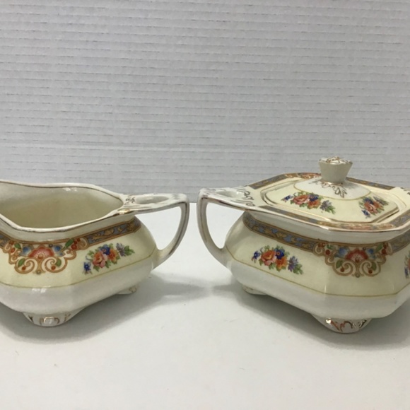 VINTAGE W. H. GRINDLEY SHERATON IVORY CREAMER SUGAR - Picture 6 of 8